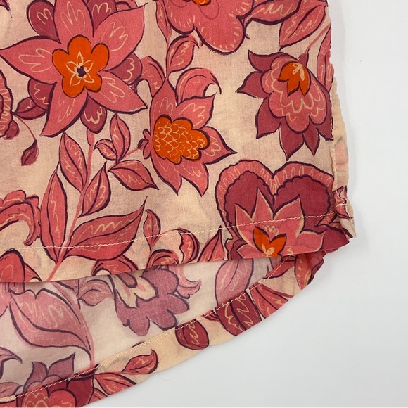 Trovata Birds of Paradis Autumn Paisley Floral Short Sleeve Cotton Blouse Top XS - Picture 14 of 16